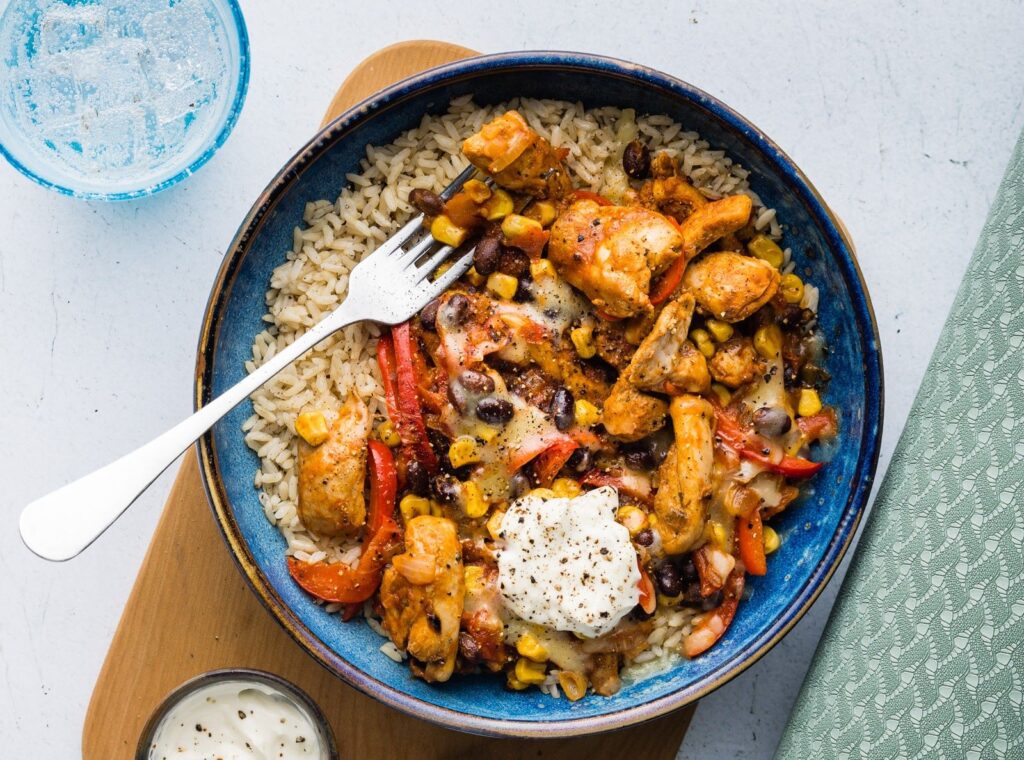 My Food Bag meal with chicken and rice.